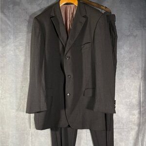 Hugo Boss Rossellini Movie USA Mens Vtg 3 Button Wool Suit Black Pants 58